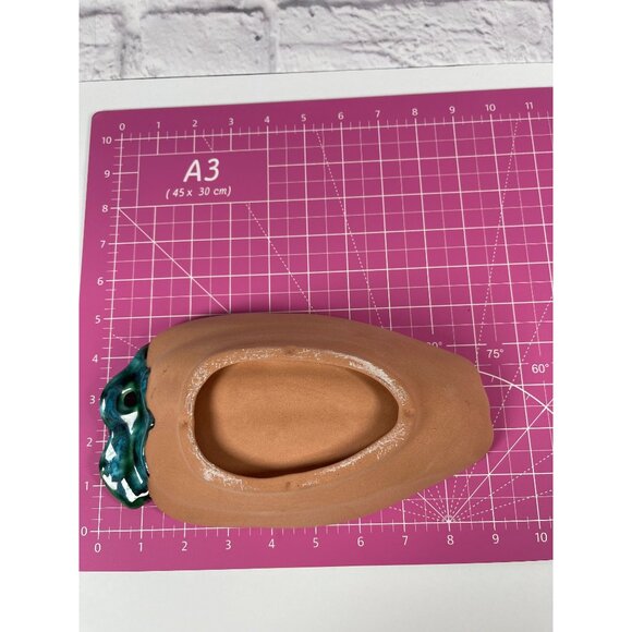 Terracotta Bowl Handcrafted Ceramic Southwest Chili Pepper Green Glaze Vintage - Picture 9 of 11